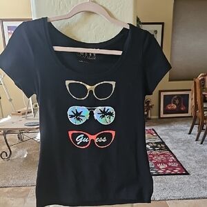 Guess Black Short Sleeve Graphic Tee